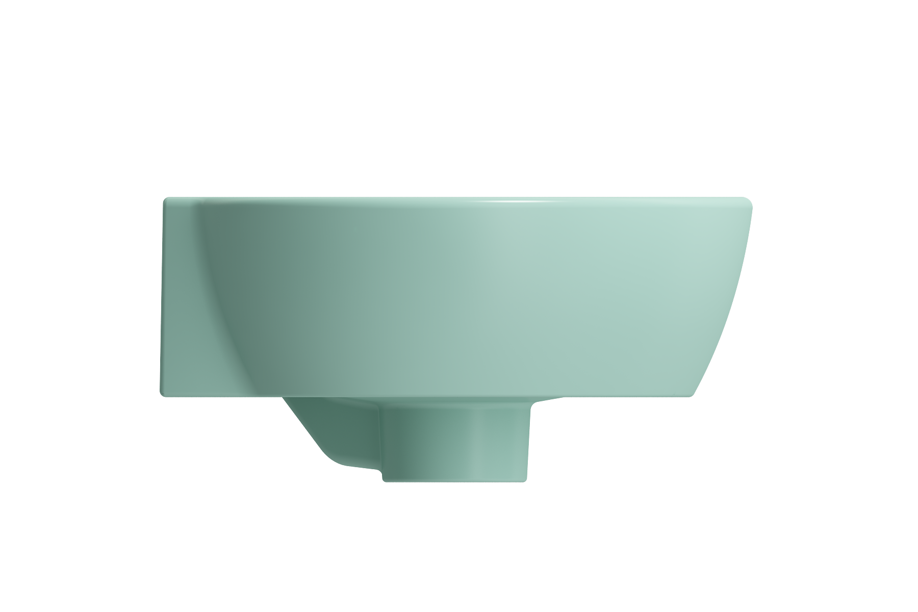 BOCCHI Milano 13" Oval Corner Fireclay Bathroom Sink, Matte Mint Green, Single Faucet Hole, 1392-033-0126