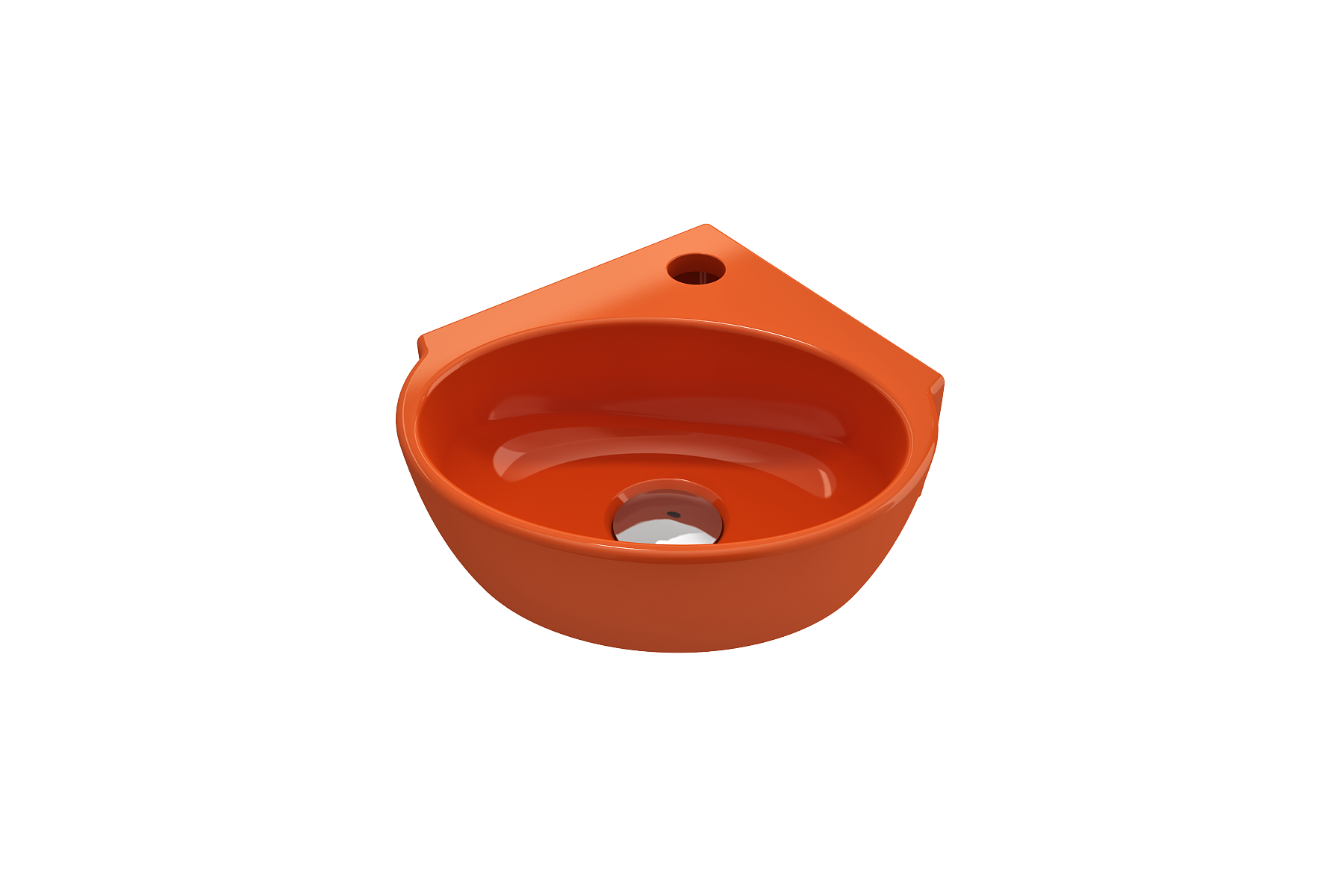 BOCCHI Milano 13" Oval Corner Fireclay Bathroom Sink, Orange, Single Faucet Hole, 1392-012-0126
