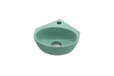 BOCCHI Milano 13" Oval Corner Fireclay Bathroom Sink, Matte Mint Green, Single Faucet Hole, 1392-033-0126