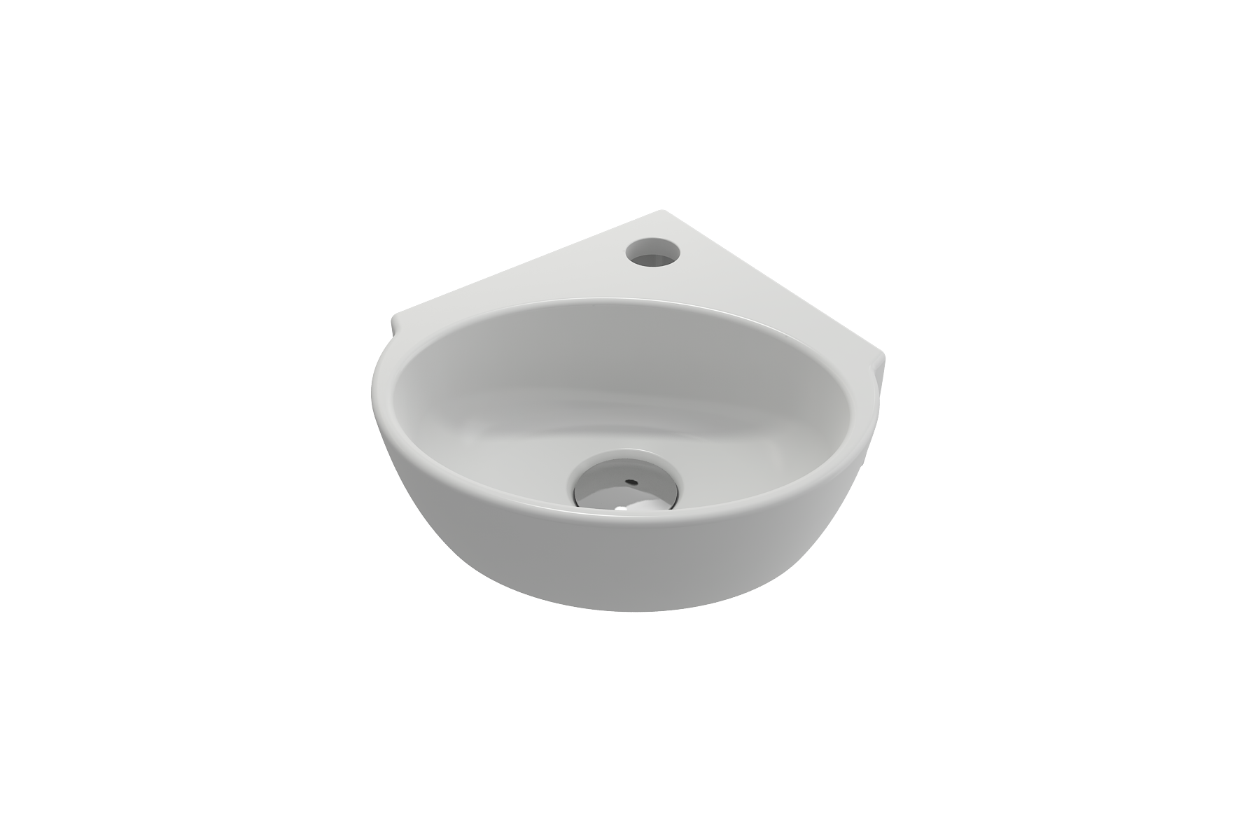 BOCCHI Milano 13" Oval Corner Fireclay Bathroom Sink, Matte White, Single Faucet Hole, 1392-002-0126