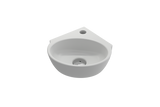 BOCCHI Milano 13" Oval Corner Fireclay Bathroom Sink, Matte White, Single Faucet Hole, 1392-002-0126