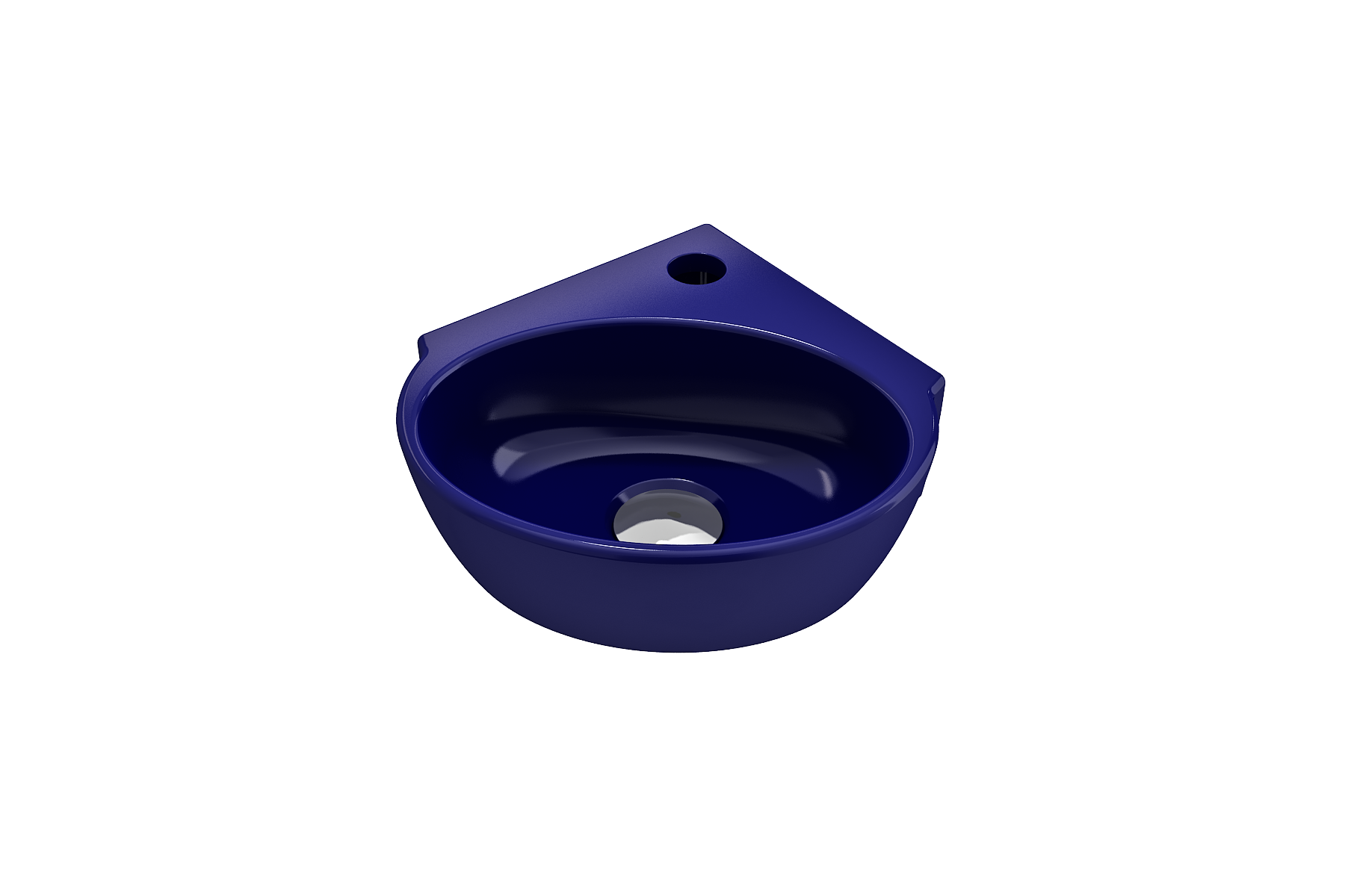 BOCCHI Milano 13" Oval Corner Fireclay Bathroom Sink, Sapphire Blue, Single Faucet Hole, 1392-010-0126