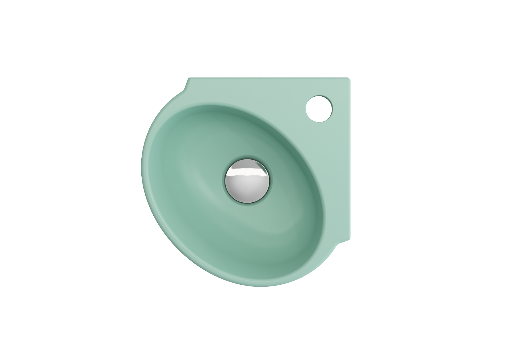 BOCCHI Milano 13" Oval Corner Fireclay Bathroom Sink, Matte Mint Green, Single Faucet Hole, 1392-033-0126
