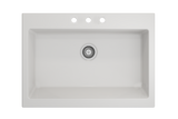 BOCCHI Nuova 34" Fireclay Farmhouse Sink Kit with Faucet and Accessories, White (sink) / Stainless Steel (faucet), 1500-001-2020SS