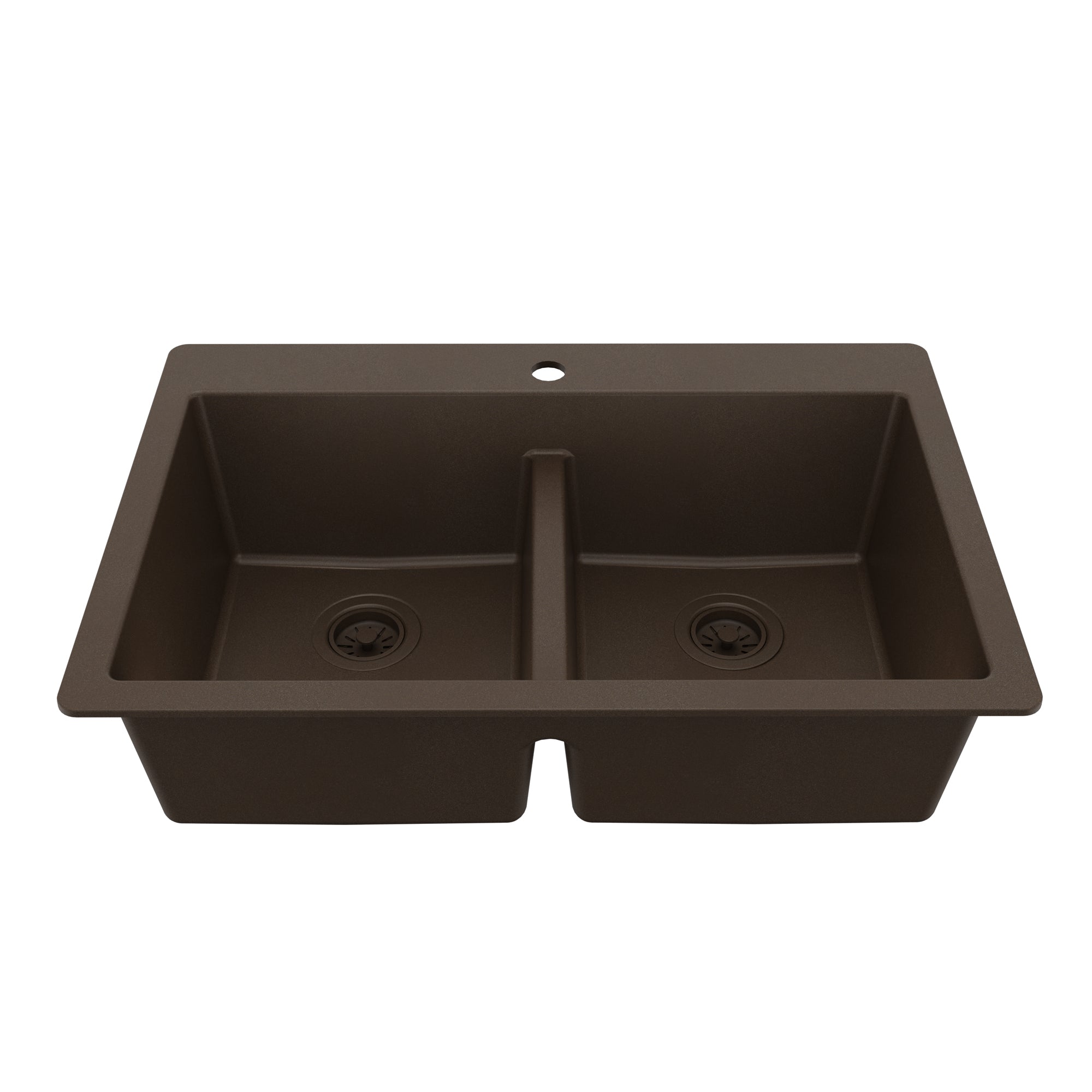 Main Image of Karran 33" Drop In/Topmount Quartz Composite Kitchen Sink, 50/50 Double Bowl, Brown, QT-810-BR