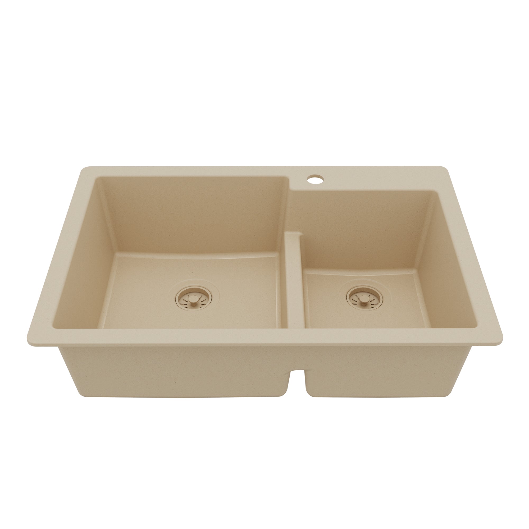 Main Image of Karran 33" Drop In/Topmount Quartz Composite Kitchen Sink, 60/40 Double Bowl, Bisque, QT-811-BI