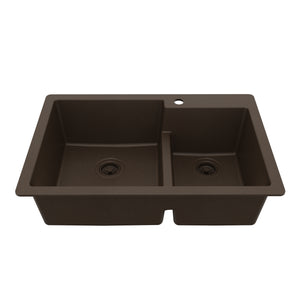 Main Image of Karran 33" Drop In/Topmount Quartz Composite Kitchen Sink, 60/40 Double Bowl, Brown, QT-811-BR