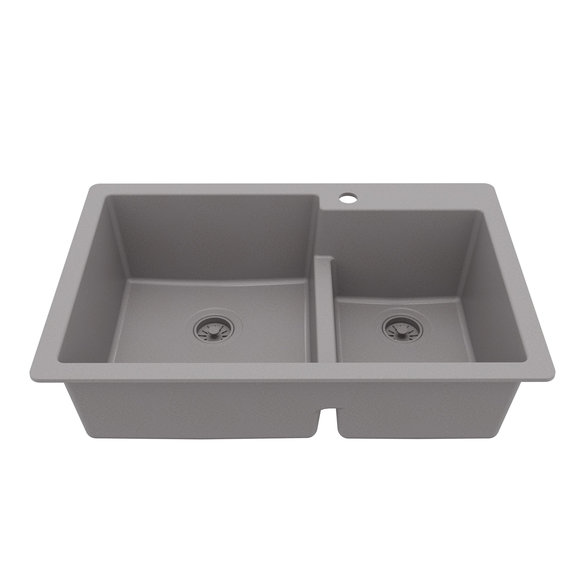 Main Image of Karran 33" Drop In/Topmount Quartz Composite Kitchen Sink, 60/40 Double Bowl, Grey, QT-811-GR