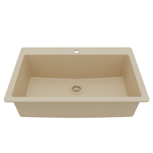 Main Image of Karran 33" Drop In/Topmount Quartz Composite Kitchen Sink, Bisque, QT-812-BI