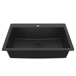 Main Image of Karran 33" Drop In/Topmount Quartz Composite Kitchen Sink, Black, QT-812-BL