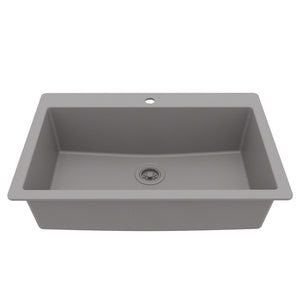 Main Image of Karran 33" Drop In/Topmount Quartz Composite Kitchen Sink, Grey, QT-812-GR