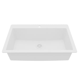 Main Image of Karran 33" Drop In/Topmount Quartz Composite Kitchen Sink, White, QT-812-WH
