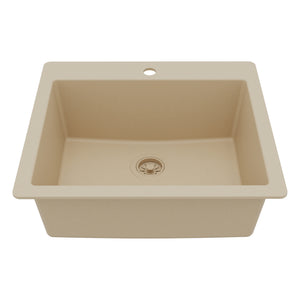 Main Image of Karran 25" Drop In/Topmount Quartz Composite Kitchen Sink, Bisque, QT-820-BI