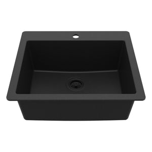Main Image of Karran 25" Drop In/Topmount Quartz Composite Kitchen Sink, Black, QT-820-BL