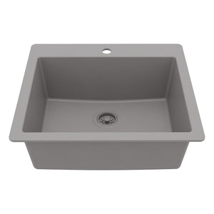 Main Image of Karran 25" Drop In/Topmount Quartz Composite Kitchen Sink, Grey, QT-820-GR