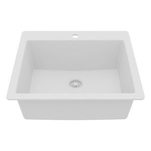 Main Image of Karran 25" Drop In/Topmount Quartz Composite Kitchen Sink, White, QT-820-WH