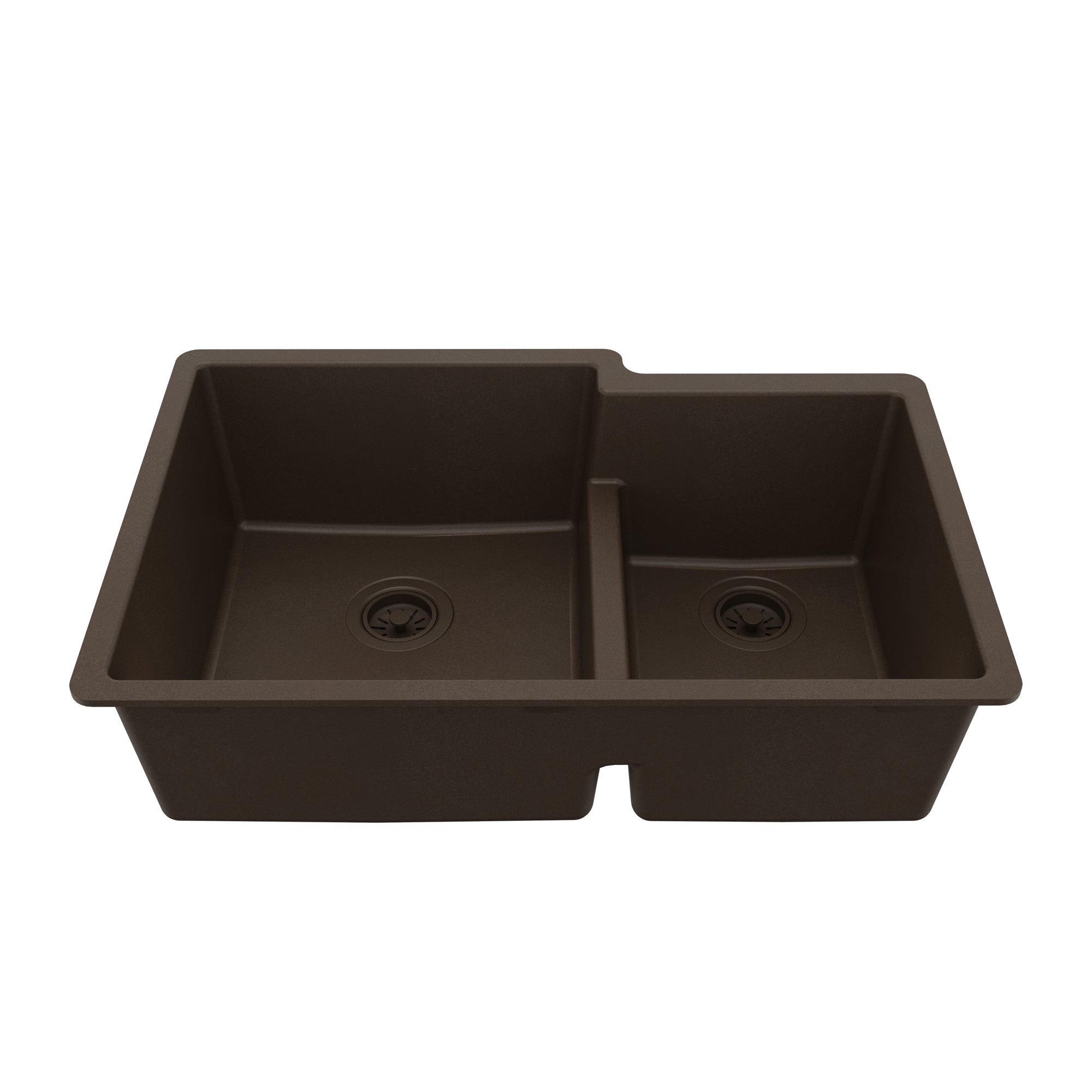 Main Image of Karran 32" Undermount Quartz Composite Kitchen Sink, 60/40 Double Bowl, Brown, QU-811-BR