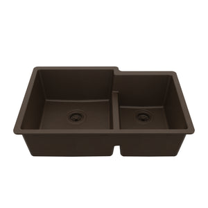 Main Image of Karran 32" Undermount Quartz Composite Kitchen Sink, 60/40 Double Bowl, Brown, QU-811-BR