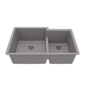 Main Image of Karran 32" Undermount Quartz Composite Kitchen Sink, 60/40 Double Bowl, Grey, QU-811-GR