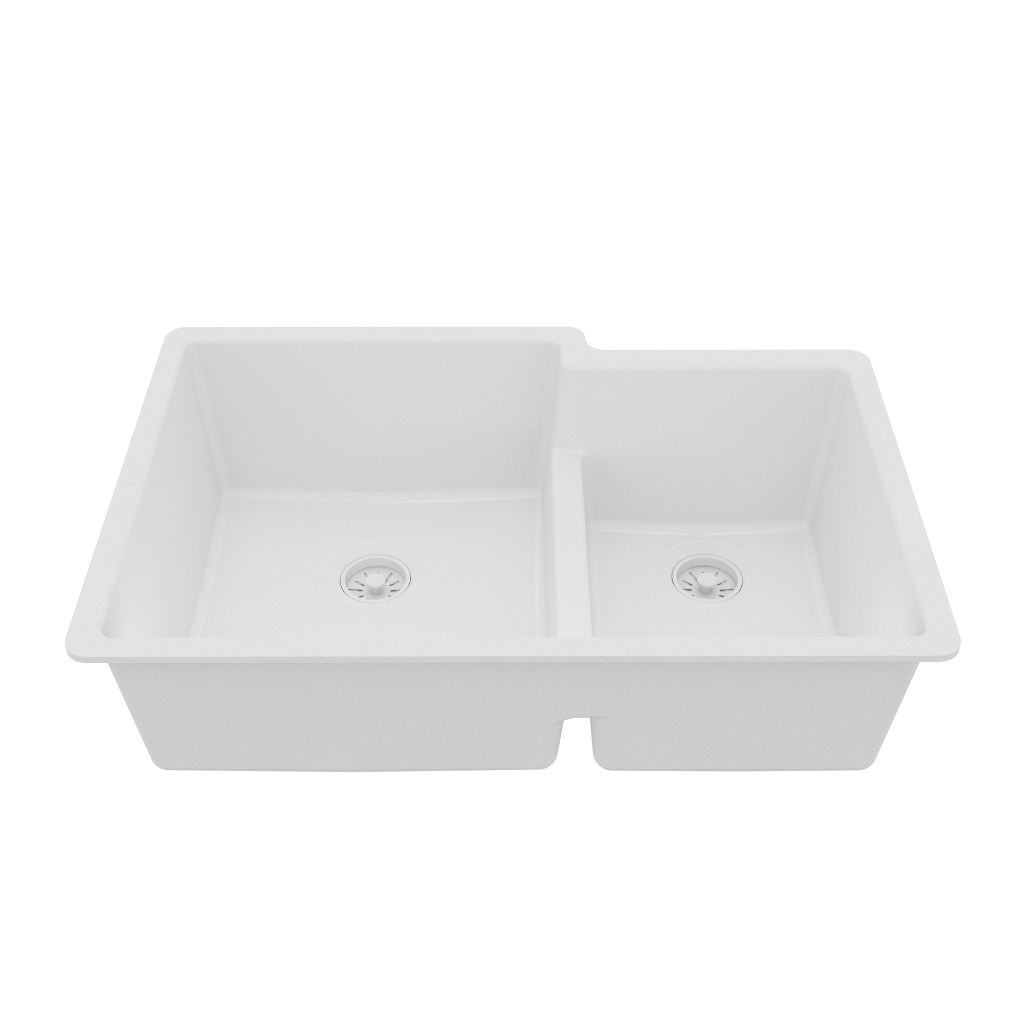 Main Image of Karran 32" Undermount Quartz Composite Kitchen Sink, 60/40 Double Bowl, White, QU-811-WH