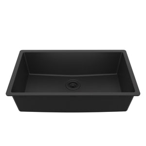 Main Image of Karran 32" Undermount Quartz Composite Kitchen Sink, Black, QU-812-BL