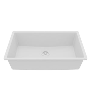 Main Image of Karran 32" Undermount Quartz Composite Kitchen Sink, White, QU-812-WH