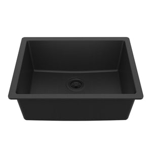Main Image of Karran 24" Undermount Quartz Composite Kitchen Sink, Black, QU-820-BL
