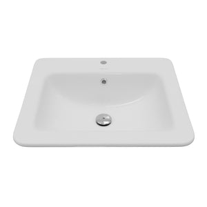Karran Valera 18.125" x 21.25" Rectangular Drop In/Topmount Vitreous China ADA Bathroom Sink, White, VC-204-WH