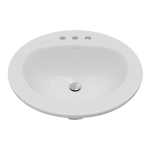 Karran Valera 19.5" x 19.5" Round Drop In/Topmount Vitreous China Bathroom Sink, White, VC-206-WH