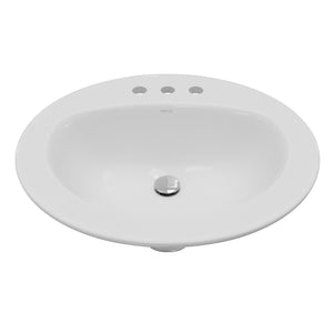Karran Valera 17.875" x 20.875" Oval Drop In/Topmount Vitreous China ADA Bathroom Sink, White, VC-207-WH