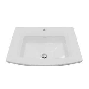 Karran Valera 19.625" x 22.625" Rectangular Drop In/Topmount Vitreous China ADA Bathroom Sink, White, VC-209-WH