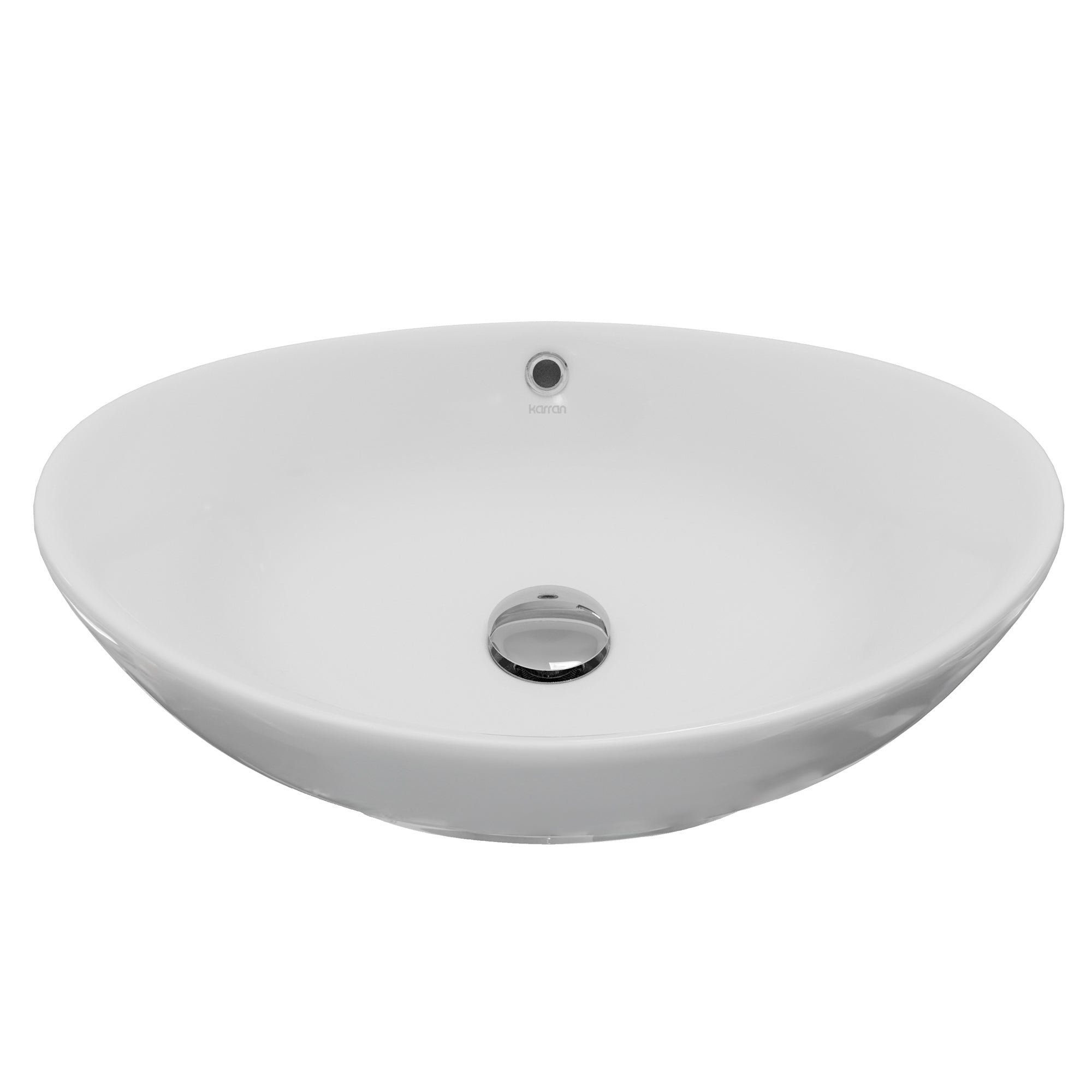 Main Image of Karran Valera 22.875" x 14.875" x 4.5" Oval Vessel Vitreous China ADA Bathroom Sink, White, VC-301-WH