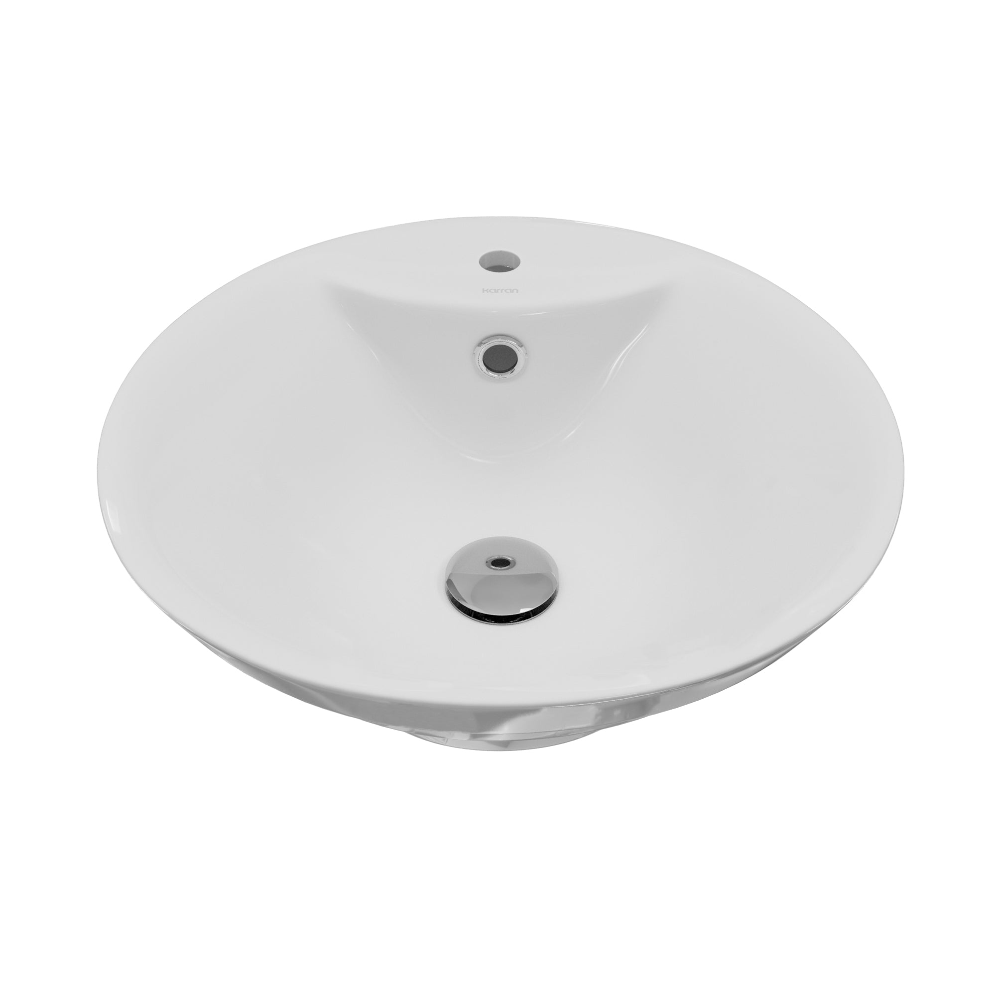 Main Image of Karran Valera 18.875" x 18.875" x 5.75" Round Vessel Vitreous China ADA Bathroom Sink, White, VC-402-WH