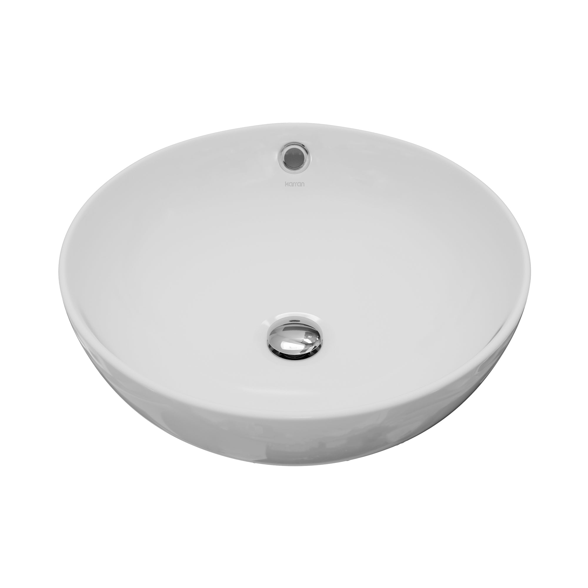 Main Image of Karran Valera 16.625" x 16.625" x 5" Round Vessel Vitreous China ADA Bathroom Sink, White, VC-410-WH