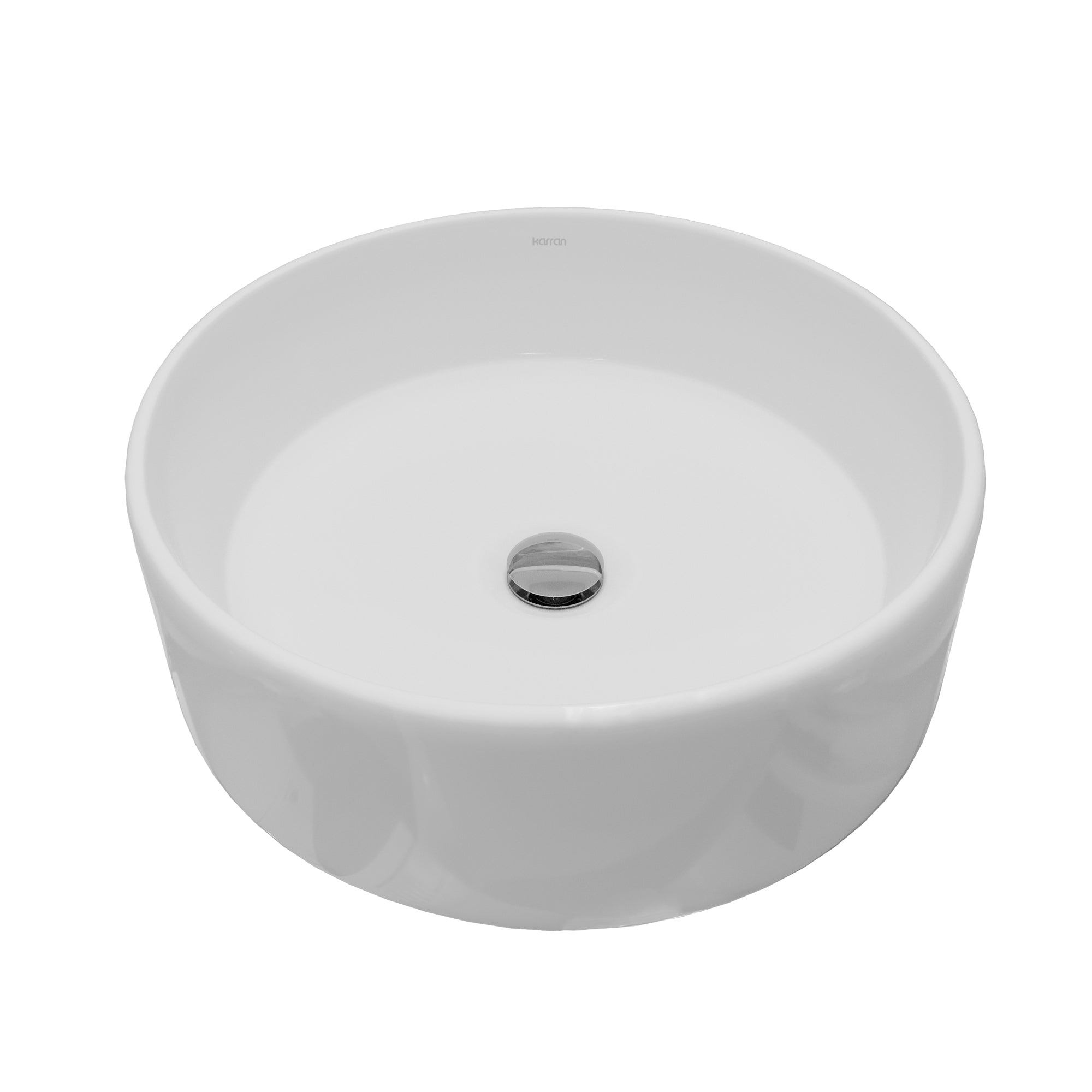 Main Image of Karran Valera 18" x 18" x 4.5" Round Vessel Vitreous China ADA Bathroom Sink, White, VC-420-WH