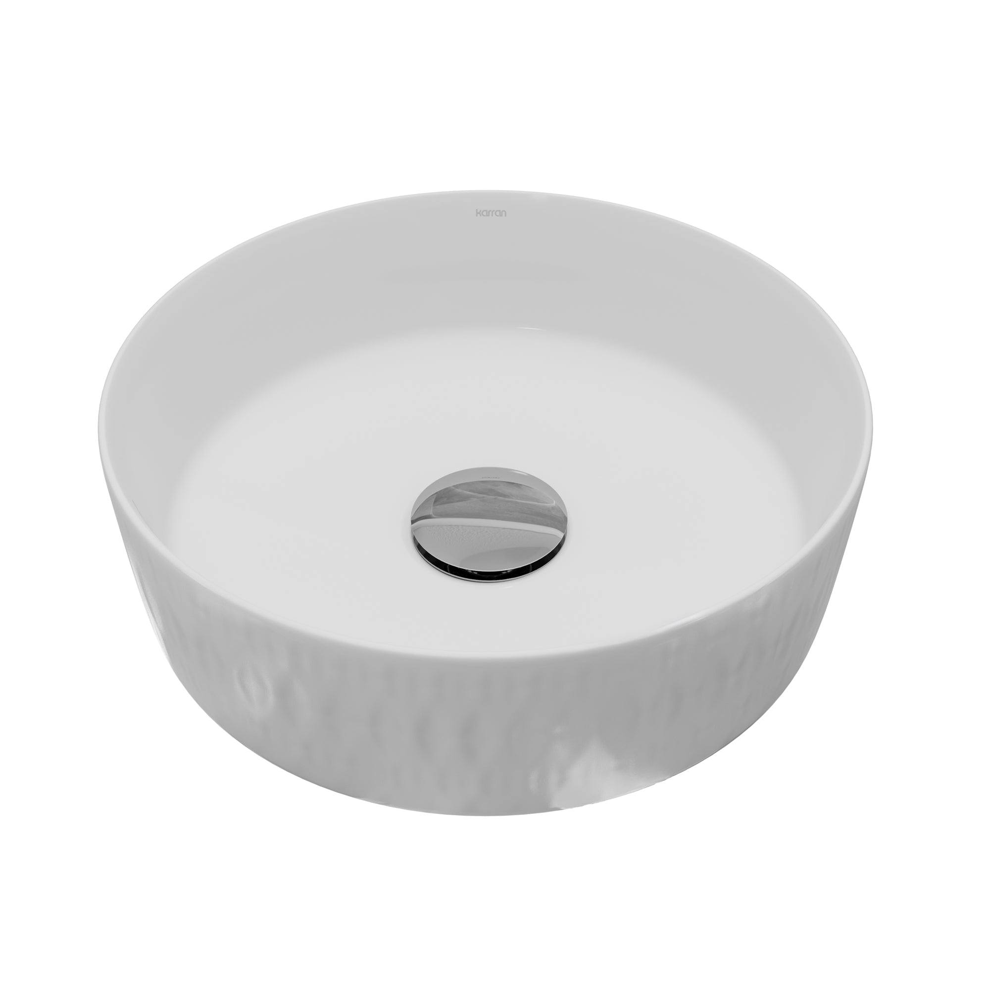 Main Image of Karran Valera 14.25" x 14.25" x 4" Round Vessel Vitreous China ADA Bathroom Sink, White, VC-424-WH
