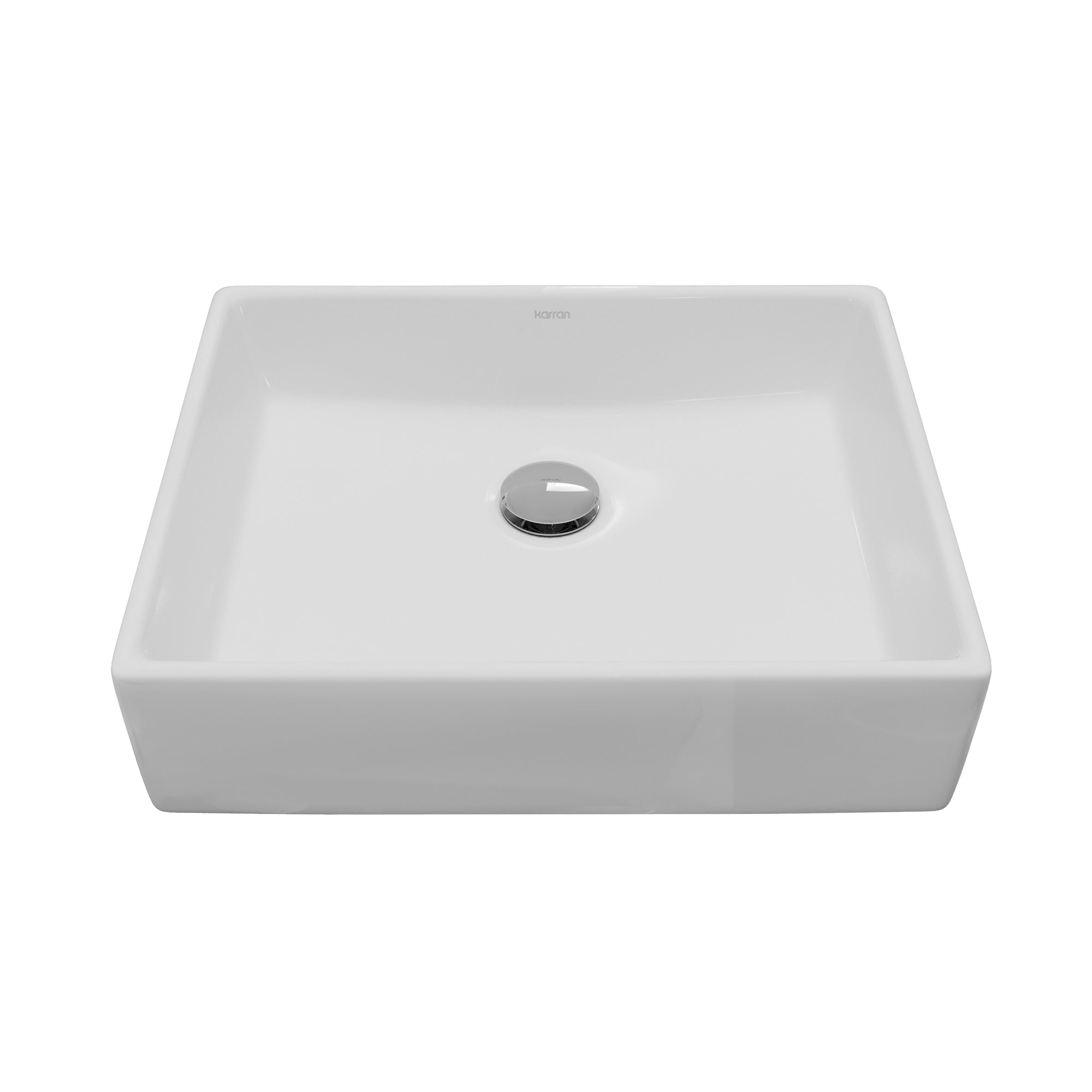 Main Image of Karran Valera 15.5" x 13" x 3.25" Rectangular Vessel Vitreous China ADA Bathroom Sink, White, VC-503-WH