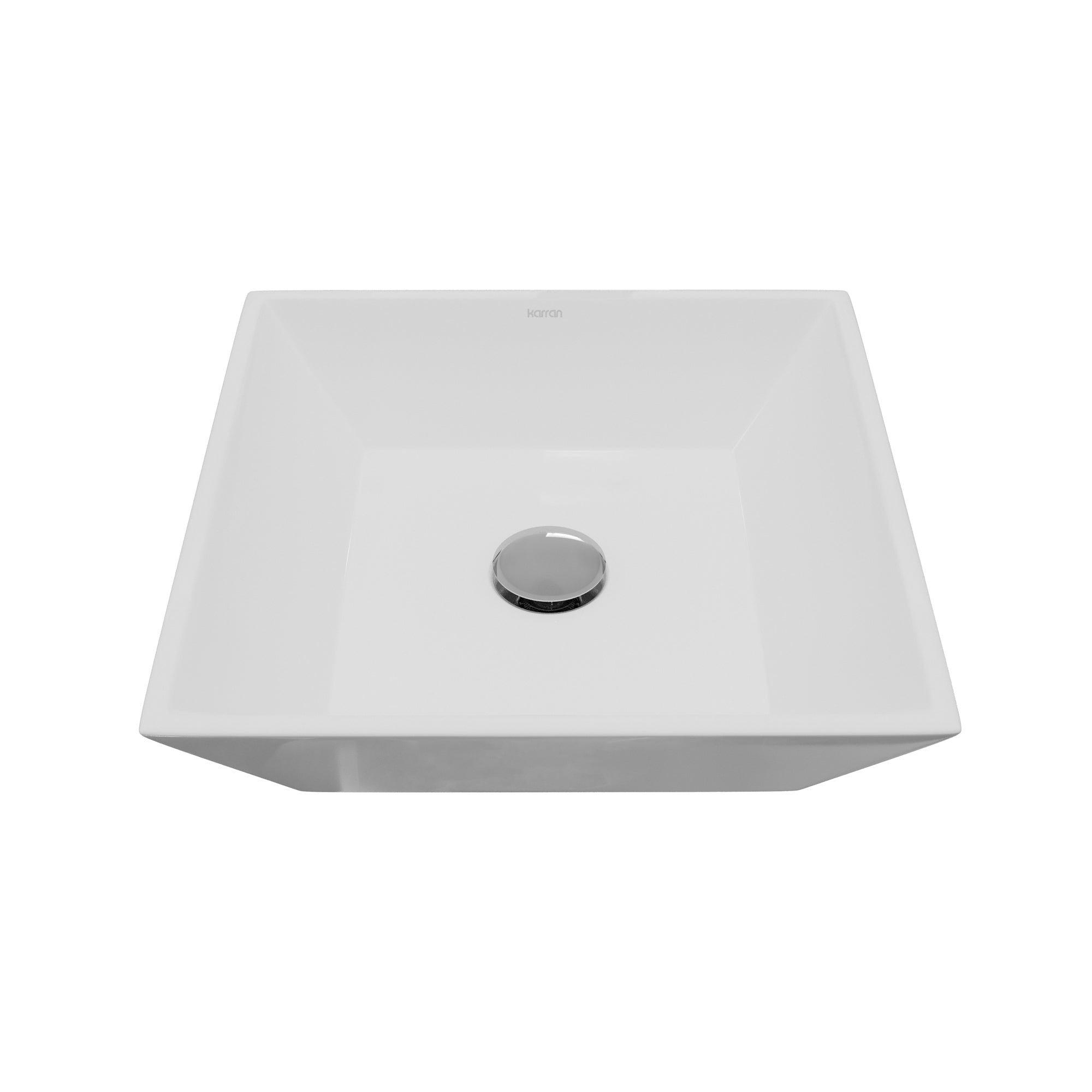 Main Image of Karran Valera 16.25" x 16.25" x 3.75" Square Vessel Vitreous China ADA Bathroom Sink, White, VC-603-WH