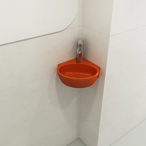 Alternate Image for BOCCHI Milano 13" Oval Corner Fireclay Bathroom Sink, Orange, Single Faucet Hole, 1392-012-0126