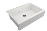 BOCCHI Nuova 34" Fireclay Farmhouse Sink Kit with Accessories, White, 1500-001-KIT1