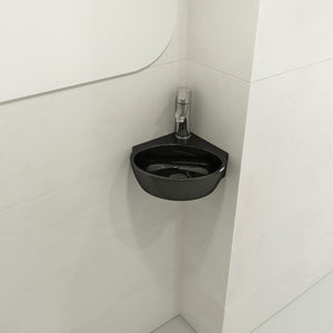 Alternate Image for BOCCHI Milano 13" Oval Corner Fireclay Bathroom Sink, Black, Single Faucet Hole, 1392-005-0126