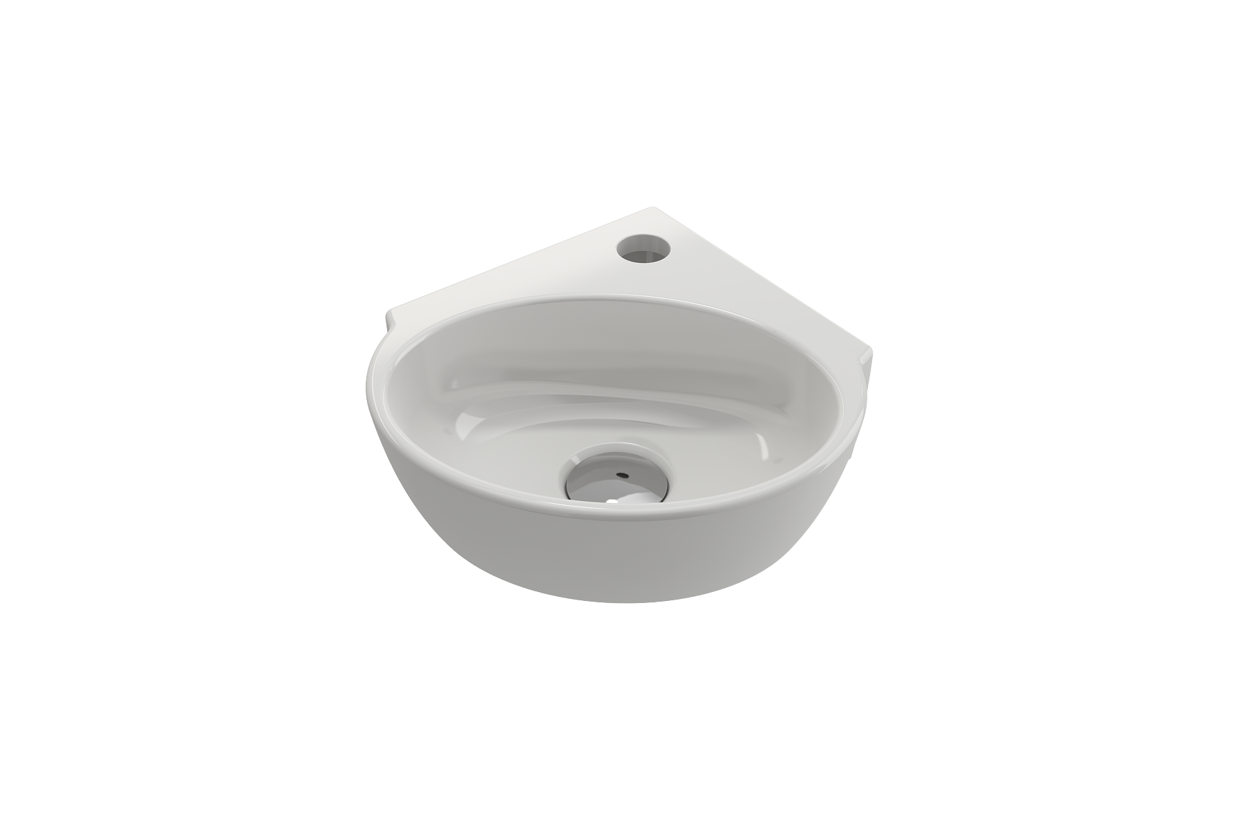 BOCCHI Milano 13" Oval Corner Fireclay Bathroom Sink, White, Single Faucet Hole, 1392-001-0126