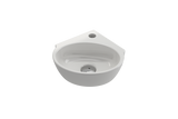 BOCCHI Milano 13" Oval Corner Fireclay Bathroom Sink, White, Single Faucet Hole, 1392-001-0126