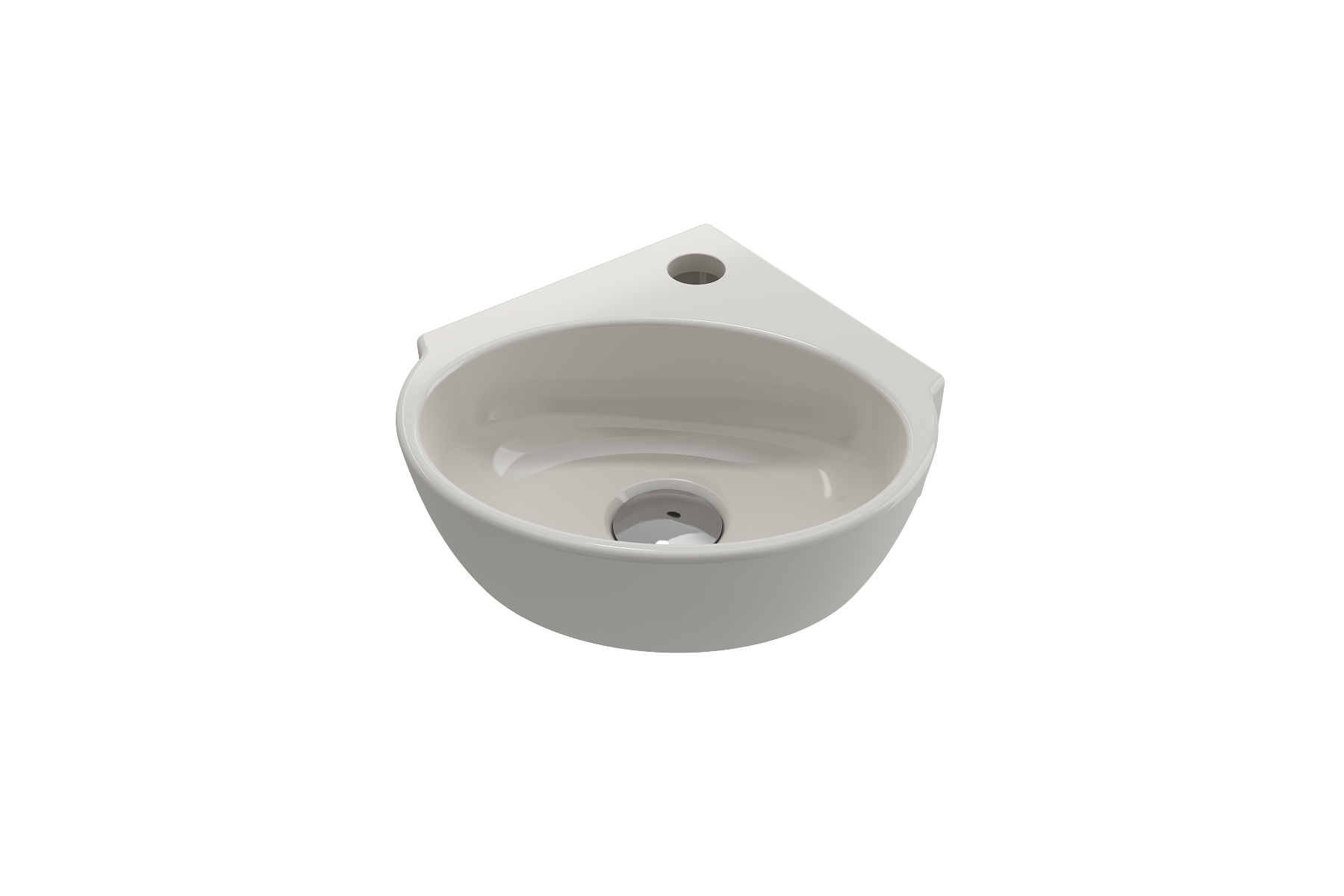 BOCCHI Milano 13" Oval Corner Fireclay Bathroom Sink, Biscuit, Single Faucet Hole, 1392-014-0126