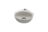 BOCCHI Milano 13" Oval Corner Fireclay Bathroom Sink, Biscuit, Single Faucet Hole, 1392-014-0126