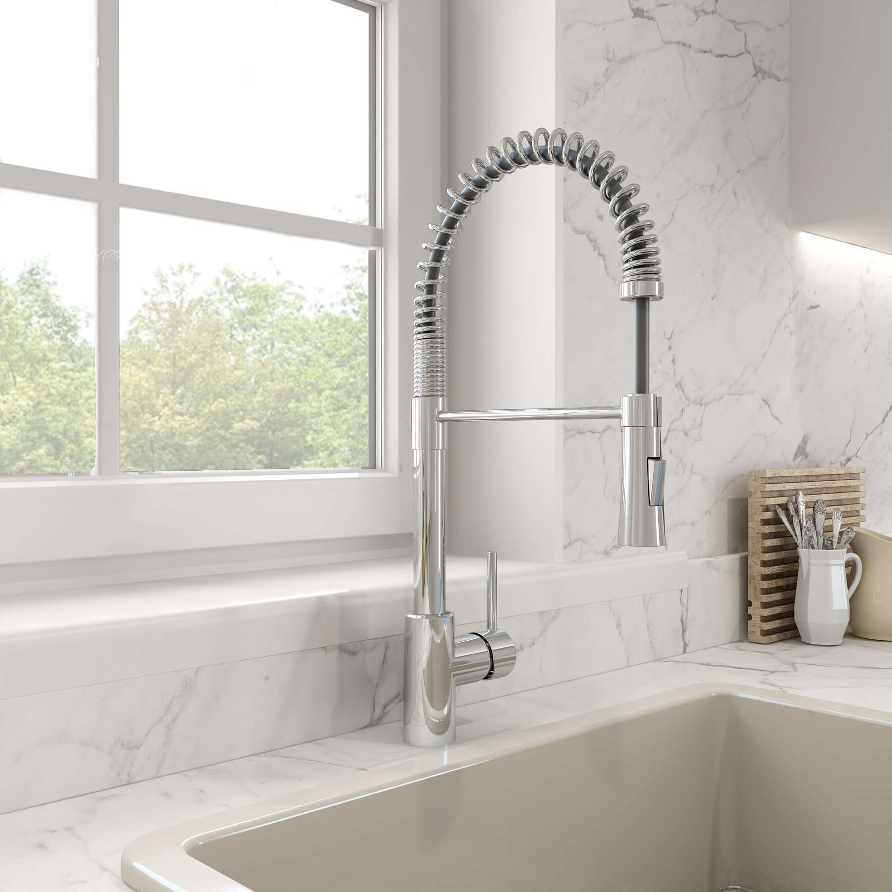 BOCCHI Arona 33" Granite Workstation Farmhouse Sink Kit with Faucet and Accessories, Matte Black (sink) / Chrome (faucet), 1600-504-2020CH