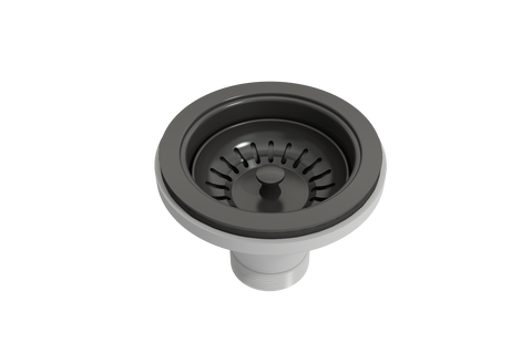 BOCCHI Kitchen Sink Strainer for Fireclay and Granite Sinks in Gun Metal, Polymer, 2330 0001 GM