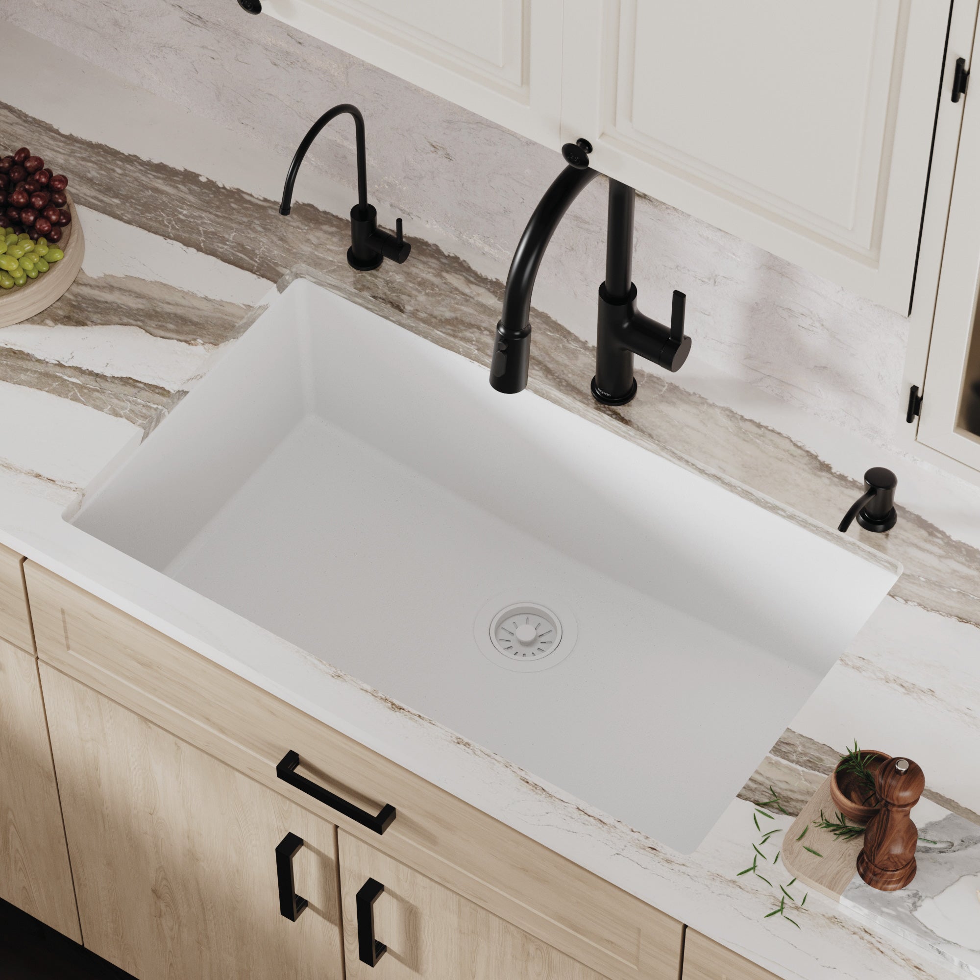 Alternative View of Karran 32" Undermount Quartz Composite Kitchen Sink, White, QU-812-WH