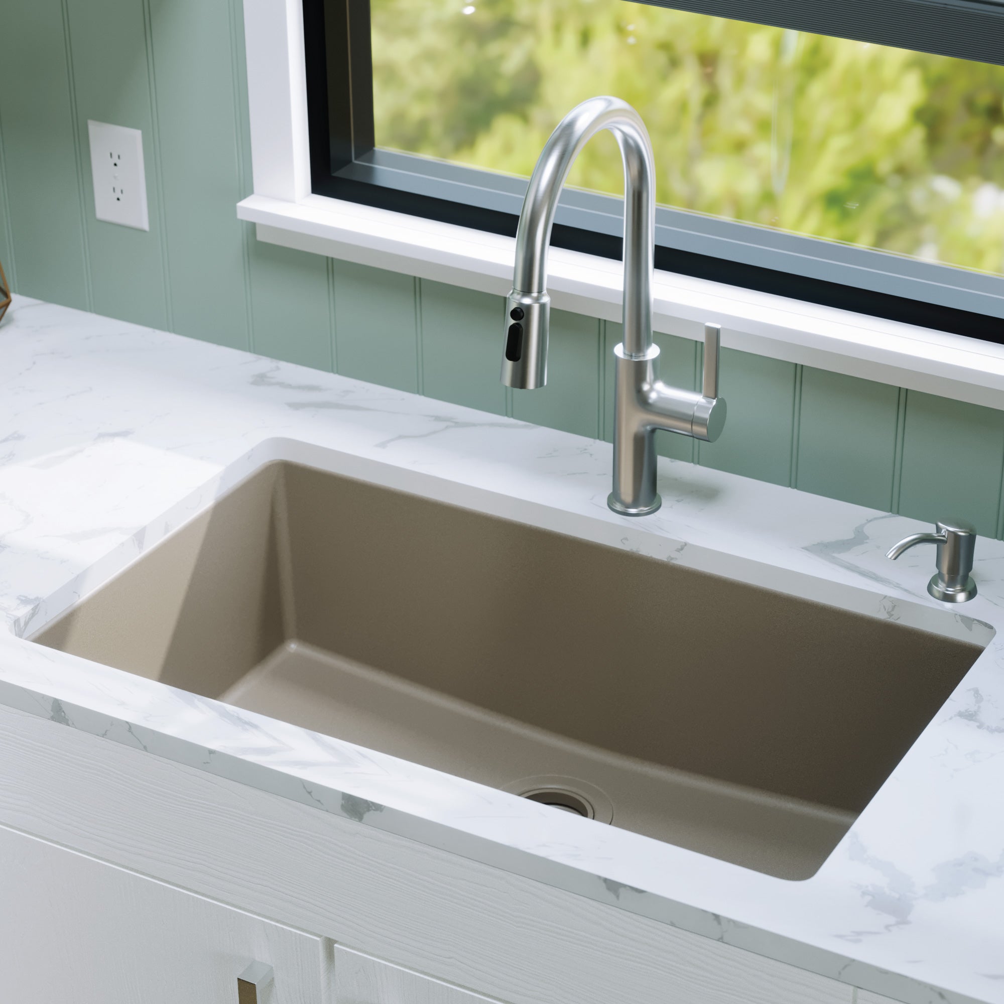 Alternative View of Karran 32" Undermount Quartz Composite Kitchen Sink, Concrete, QU-812-CN
