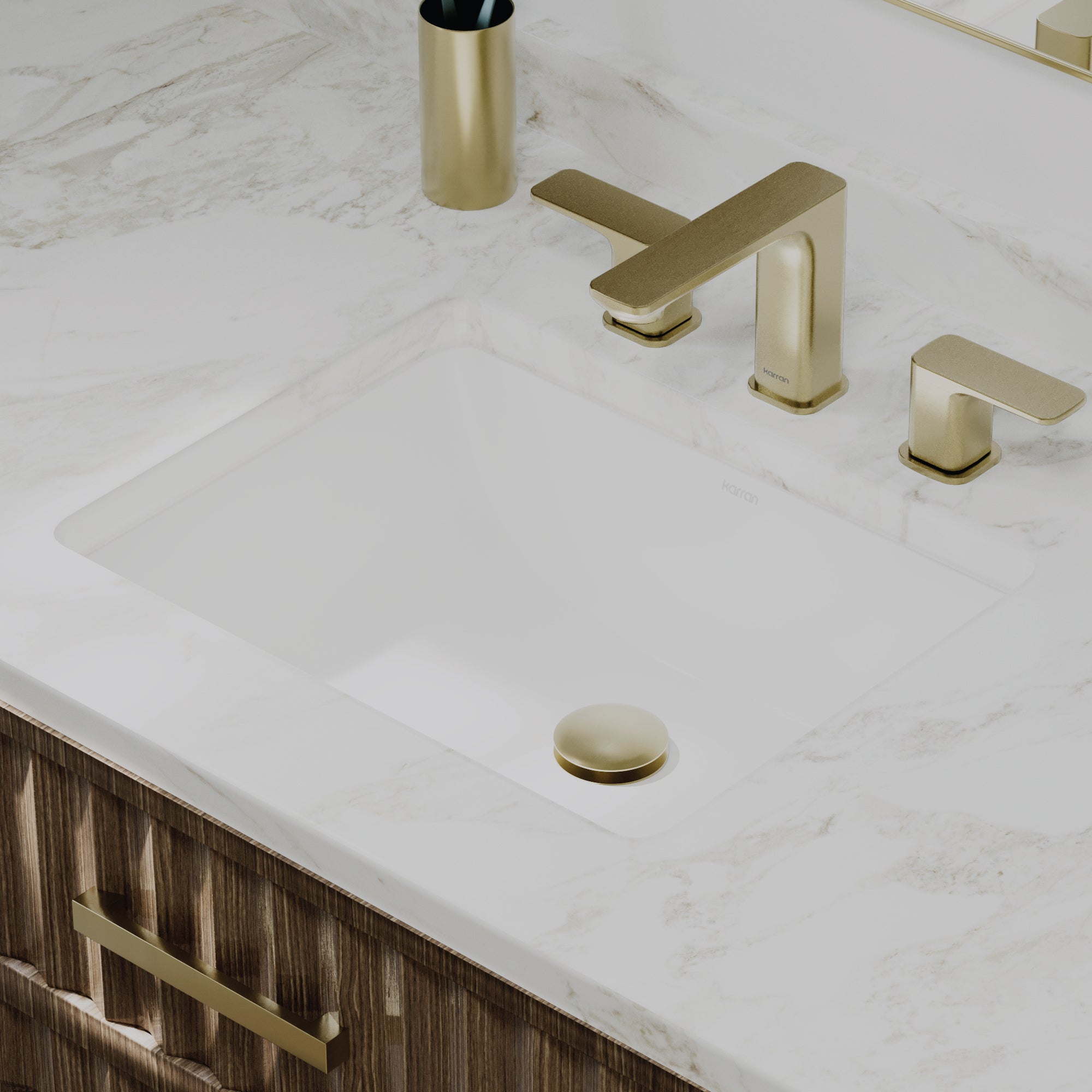 Karran Valera 14.875" x 18.125" Rectangular Undermount Vitreous China ADA Bathroom Sink, White, VC-112-WH